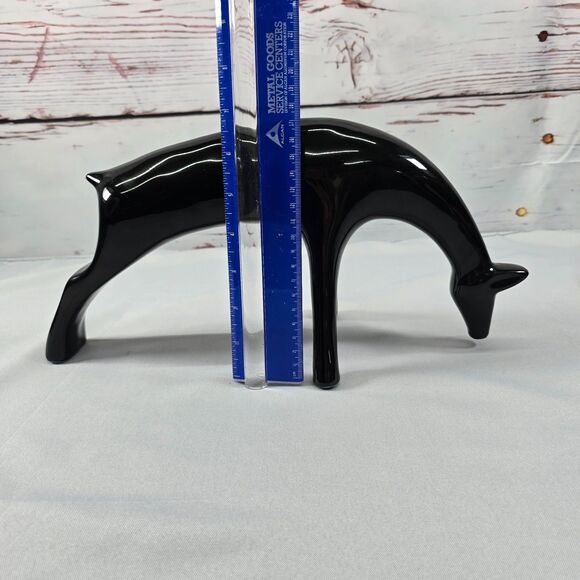 Mid Century Mod MCM Style Animal Sculpture Figurine Black Ceramic Deer Giraffe - Picture 8 of 10